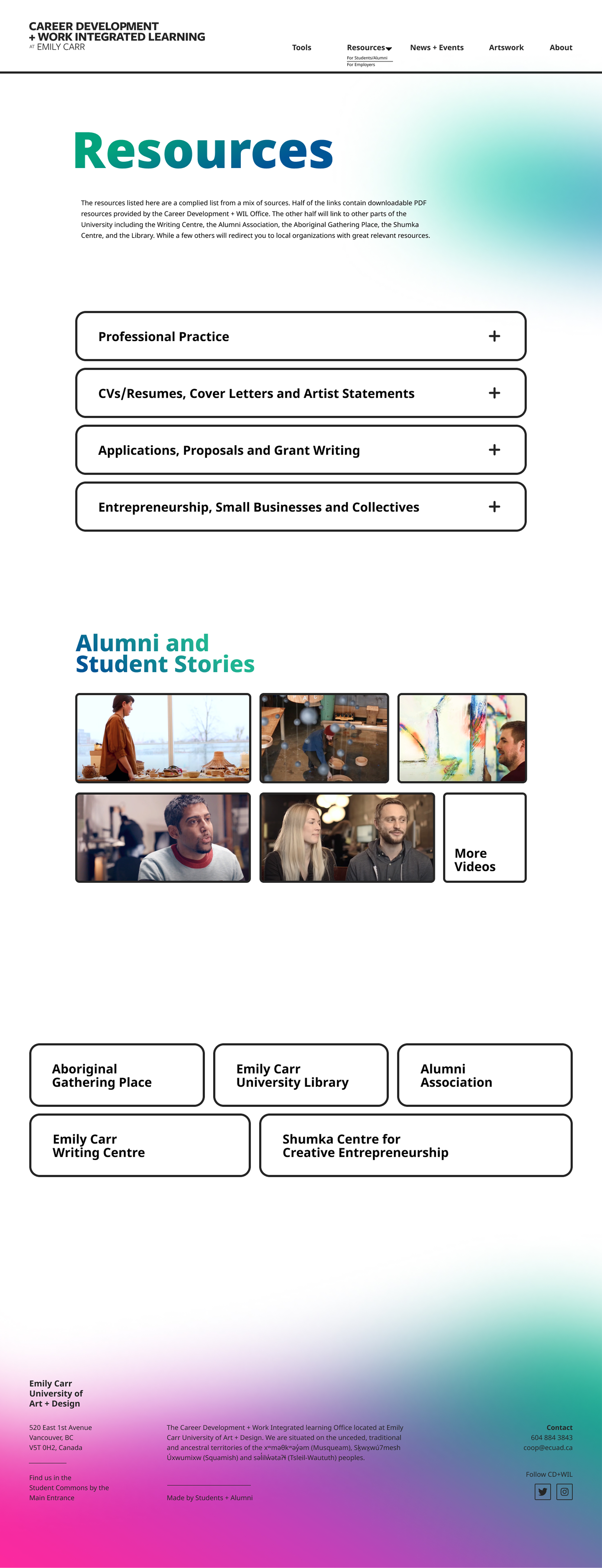 The Creative Careers resources page